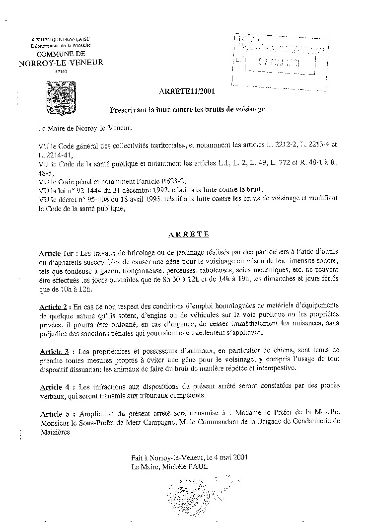 thumbnail of ARRÊTÉ BRUITS DE VOISINAGE