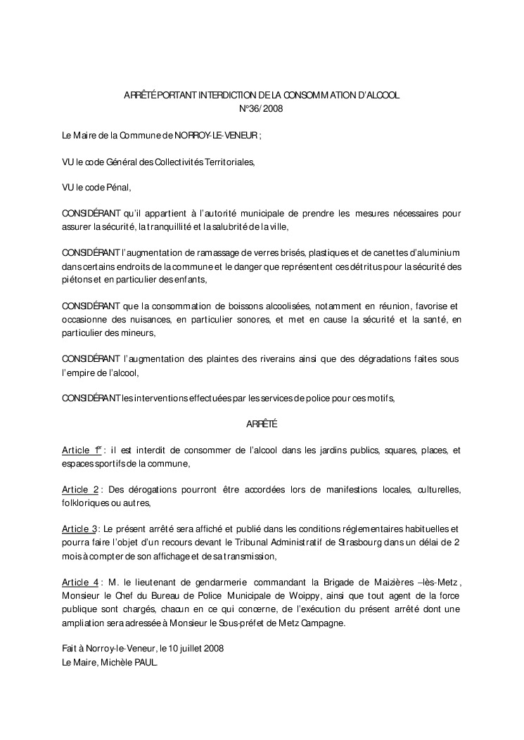 thumbnail of ARRÊTÉ CONSOMMATION D&rsquo;ALCOOL