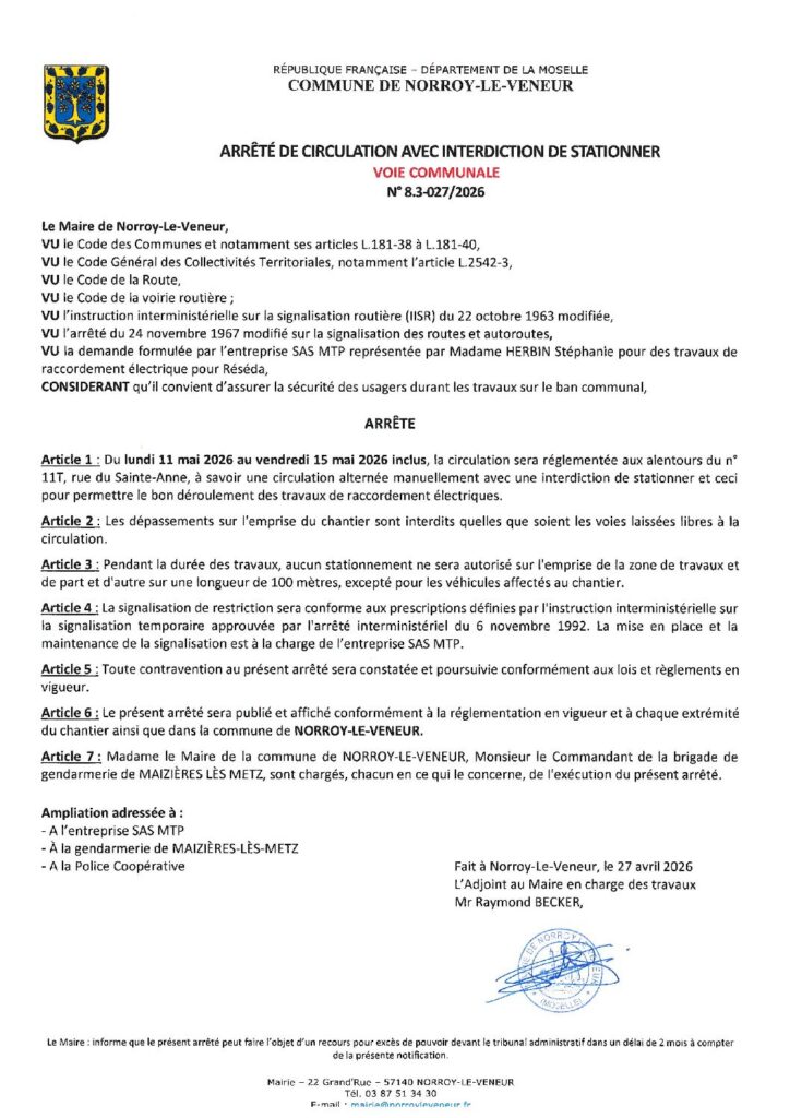 thumbnail of ARRETE 8.3-027/2026 – RUE SAINTE ANNE