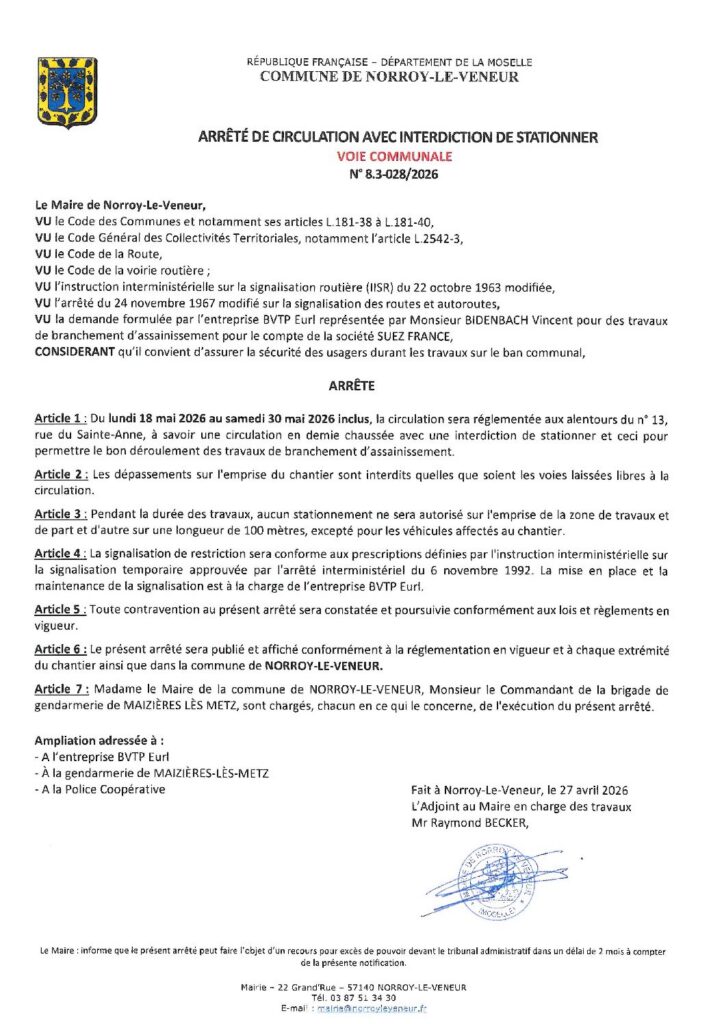 thumbnail of ARRETE 8.3-028/2026 – RUE SAINTE ANNE