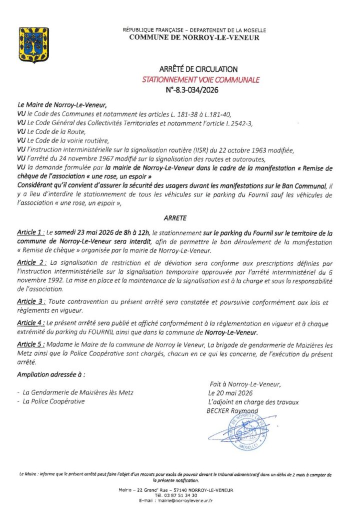 thumbnail of ARRETE 8.3-034-2026 STATIONNEMENT PARKING DU FOURNIL