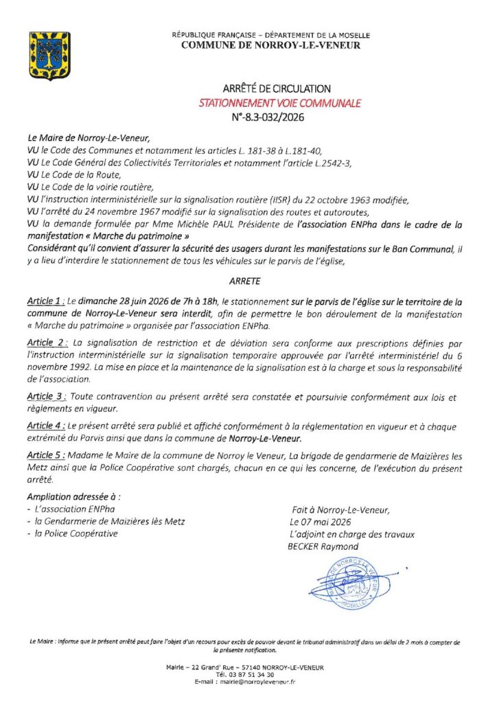 thumbnail of ARRETE N° 8.3-032-2026 – STATIONNEMENT INTERDIT