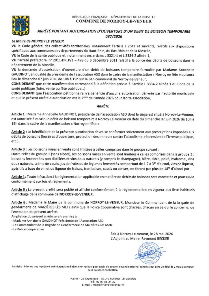 thumbnail of ARRETE 035 2026 et ARRETE 037 2026 ASD DEBIT BOISSON TEMPORAIRE