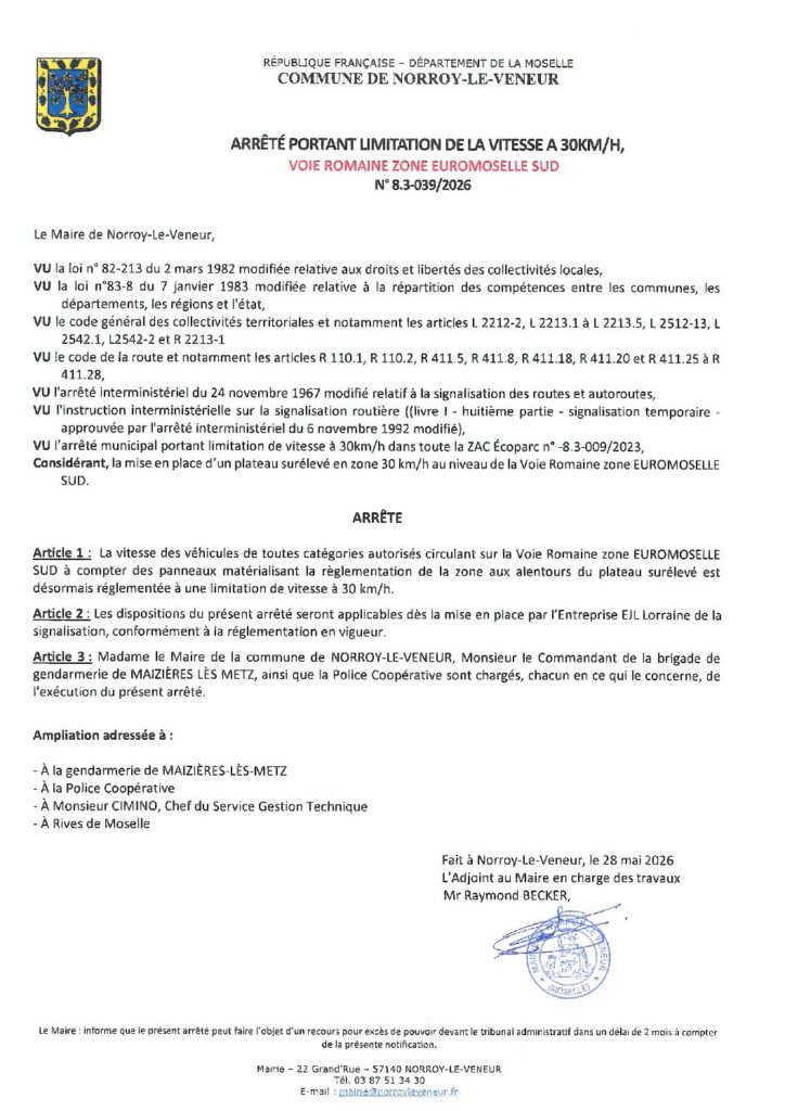 thumbnail of ARRETE 8.3 039 2026 ARRETE 30 EUROMOSELLE