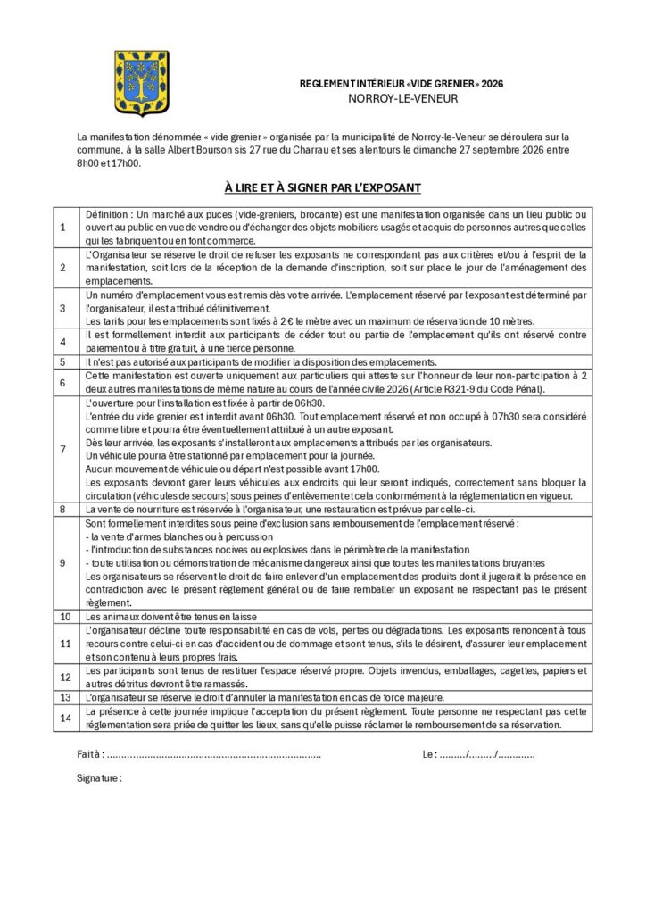 thumbnail of REGLEMENT VIDE GRENIER 2026